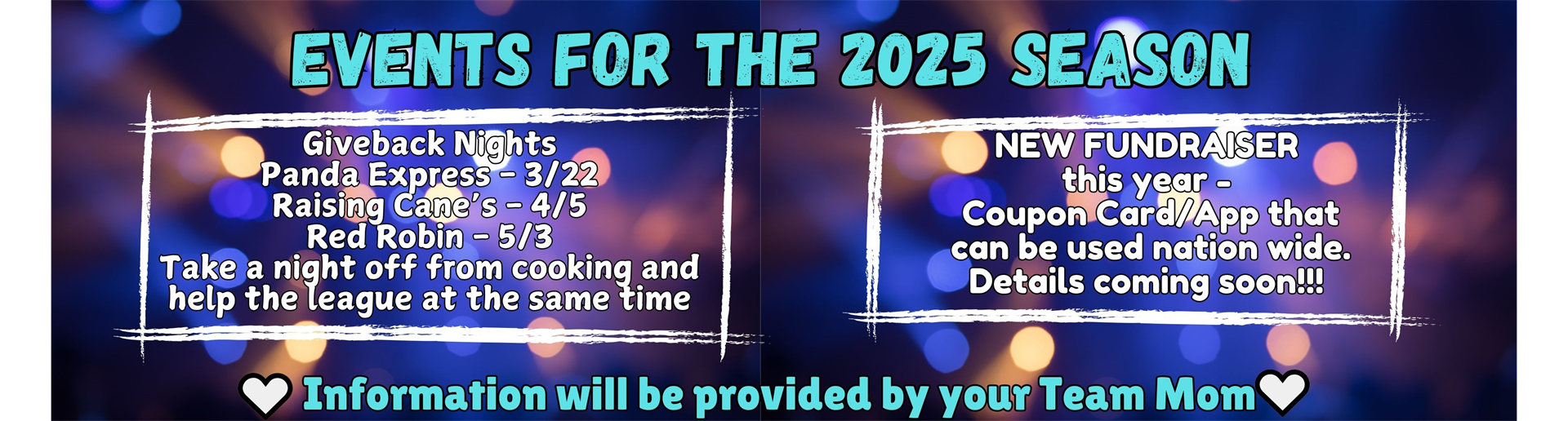 UPCOMING EVENTS!!!